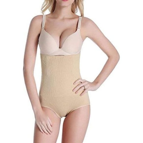Women Cream Waist Tummy Control Panties Body Shaper High Shapewear Brief Lifter - Picture 4 of 7